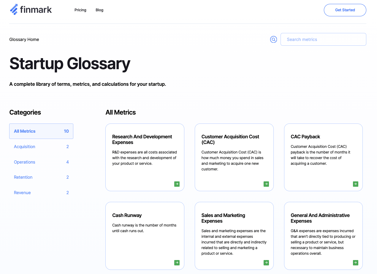 finmark glossary