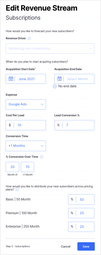 revenue driver - financial planning