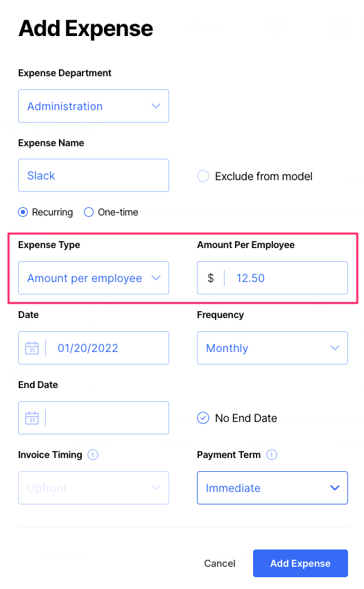 add expense to budget forecast