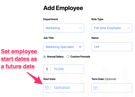 add employee to hiring plan