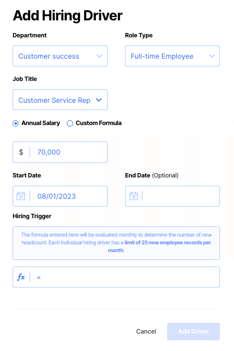 hiring driver - startup hiring plan