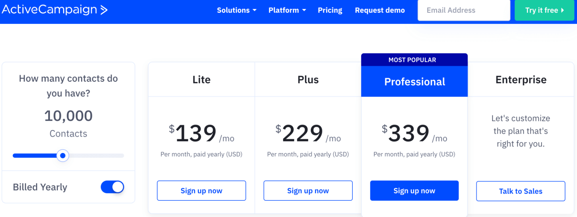 activecampaign adjust pricing