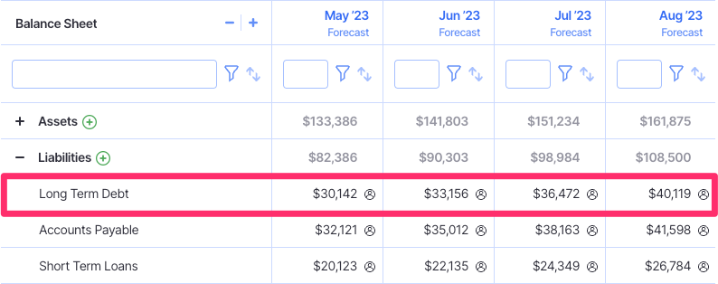 long term debt on balance sheet